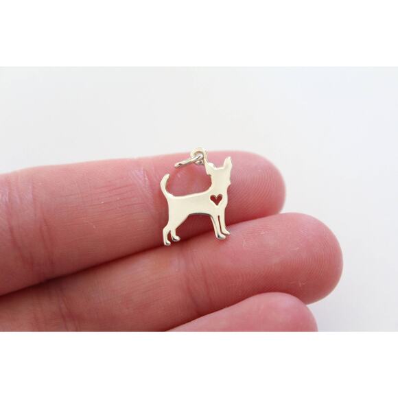 Sterling Silver Chihuahua Charm, Chihuahua Pendant - Picture 1 of 4